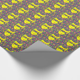 Papel De Regalo Carnaval de Mardi Gras Máscara Amarilla Sobre Diam