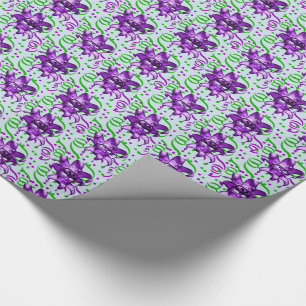 Papel De Regalo Carnaval de Mardi Gras Máscara Púrpura Con Confett