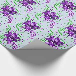 Papel De Regalo Carnaval de Mardi Gras Máscara Púrpura Con Confett