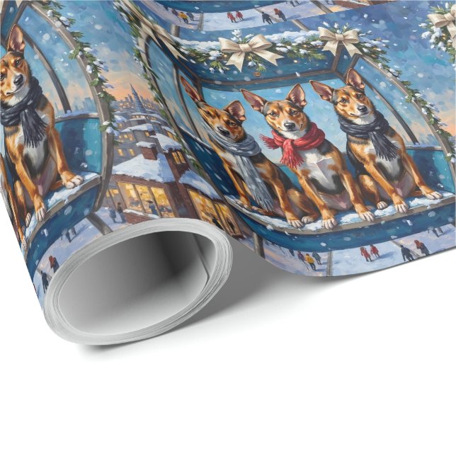 Papel De Regalo Carnaval de Navidad Rueda de Ferris Basenji Fiesta (Esquina del rollo)