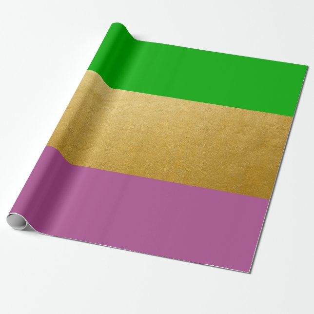 Papel De Regalo Carnaval Envueltos Verde Purpura Dorado Amarillo (Desenrollado)