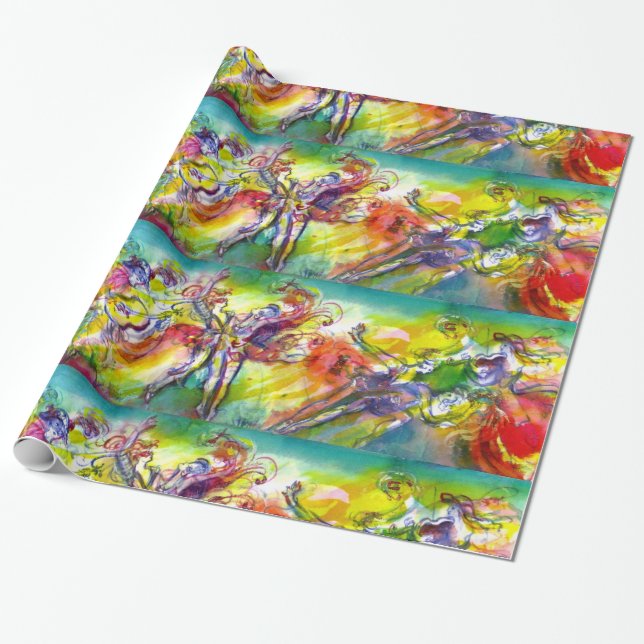 Papel De Regalo CARNAVAL ITALIANO / Mascarada veneciana, música de (Desenrollado)