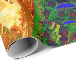 Papel De Regalo Carnaval o máscara fiesta de pinturas, verde y nar