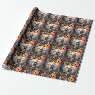 Papel De Regalo Carne de Halloween con calabazas aterradoras