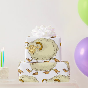 Papel De Regalo Carnero de Ram Sorprendido Granja Animal Divertido