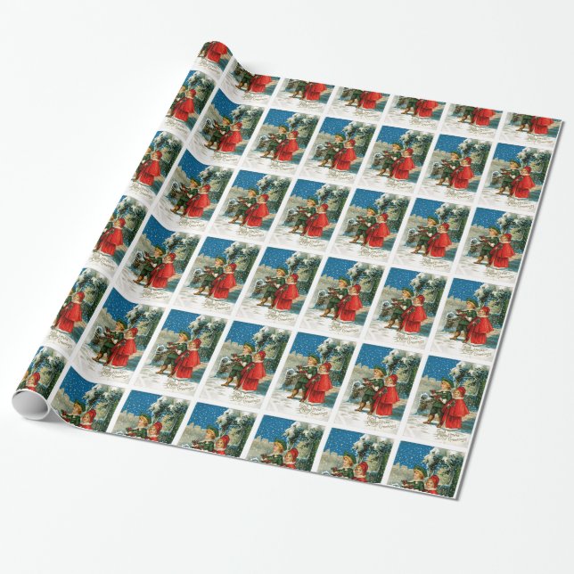 Papel De Regalo Carolers del navidad (Desenrollado)