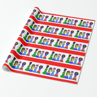 Papel De Regalo Carolers del navidad de Cuties del cacao rojos