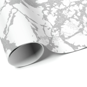 Papel De Regalo Carrara de plata de mármol gris blanca abstracta