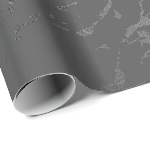 Papel De Regalo Carrara de plata de mármol gris profunda negra