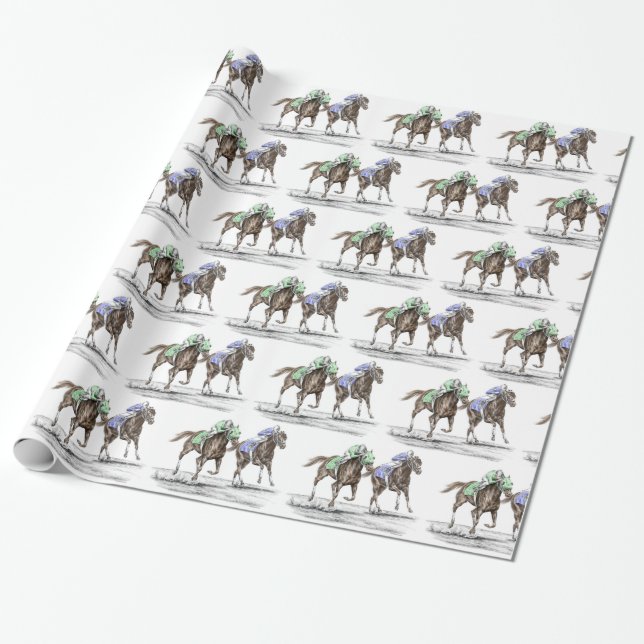 Papel De Regalo Carreras de caballos tosados (Desenrollado)