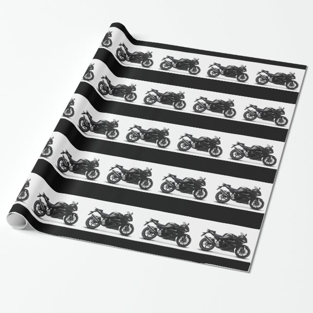 Papel De Regalo CARRERAS Guay DEPORTES MOTOCICLETA NEGRA 297090 (Desenrollado)