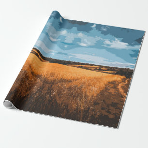 Papel De Regalo Carretera campestre iluminada por el sol de verano