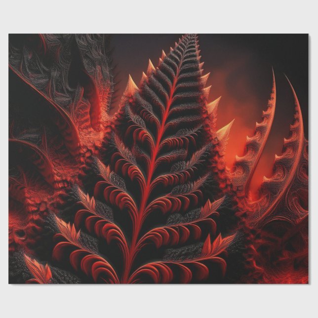Papel De Regalo Carretera Fractal De Mandelbrot Negra Y Roja Al In (Superficie plana)