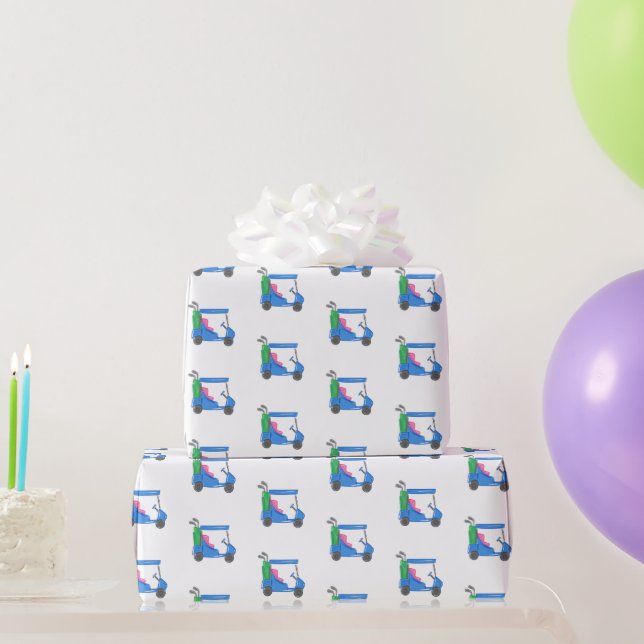 Papel De Regalo Carro de golf azul Preppy (Regalos de fiesta)