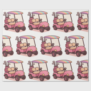 Papel De Regalo Carro de golf rosa