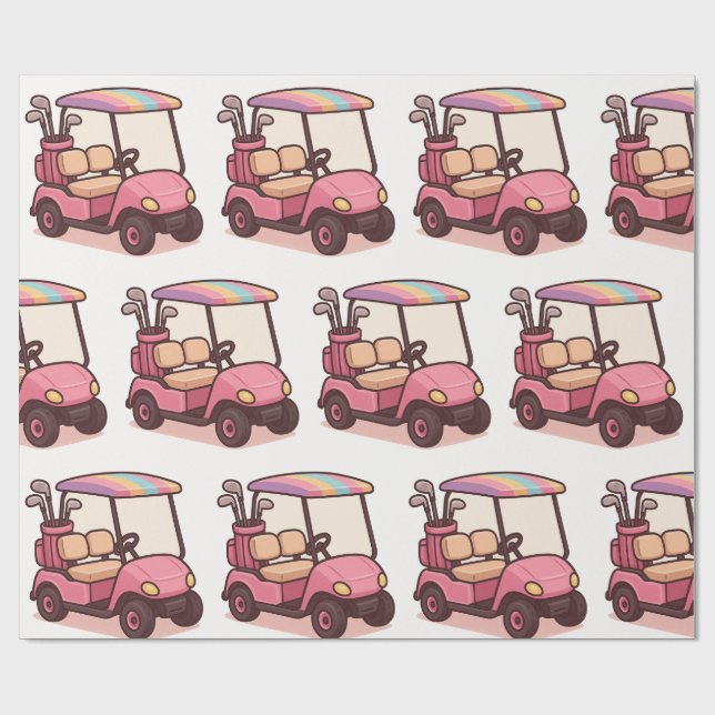 Papel De Regalo Carro de golf rosa (Superficie plana)