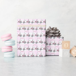 Papel De Regalo Carro de golf rosa Golfer femenina