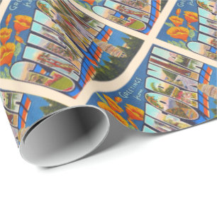 Papel De Regalo Carta grande del estado de California