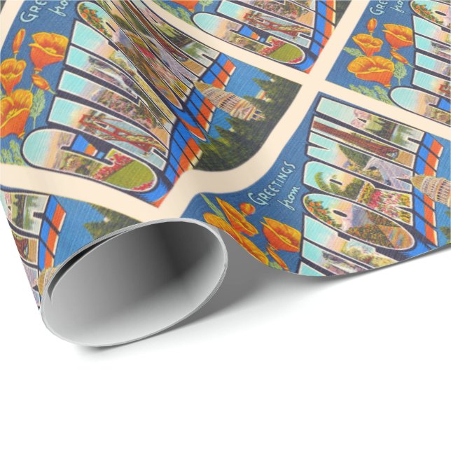 Papel De Regalo Carta grande del estado de California (Esquina del rollo)