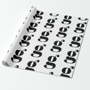 Papel De Regalo Carta inicial de personalizado blanco negro monogr