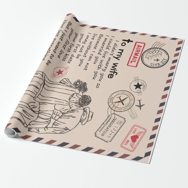 Papel De Regalo Carta Personalizada A Mi Esposa, Regalo De Cumplea (Desenrollado)