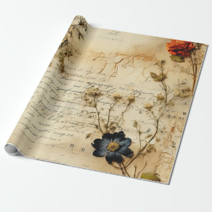 Papel De Regalo Carta Romántica del Viejo Mundo en Pergamino