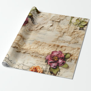 Papel De Regalo Carta romántica vintage en pergamino