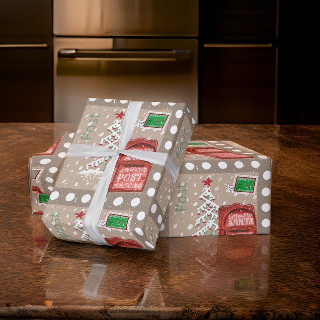 PAPEL DE REGALO CARTAS A SANTA POST POLKA DOTS (Subido por el creador)