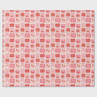Papel De Regalo Cartas de amor de cereza de San Valentín