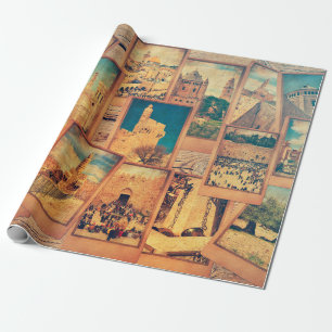 Papel De Regalo Cartas fotográficas antiguas sobre el fondo de mad