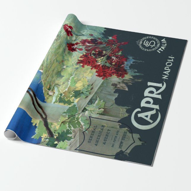 Papel De Regalo Cartel de viaje de Capri Napoli Italia (Desenrollado)