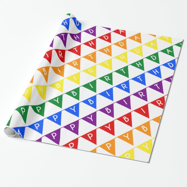 Papel De Regalo Carteles de cumpleaños arco iris (Desenrollado)
