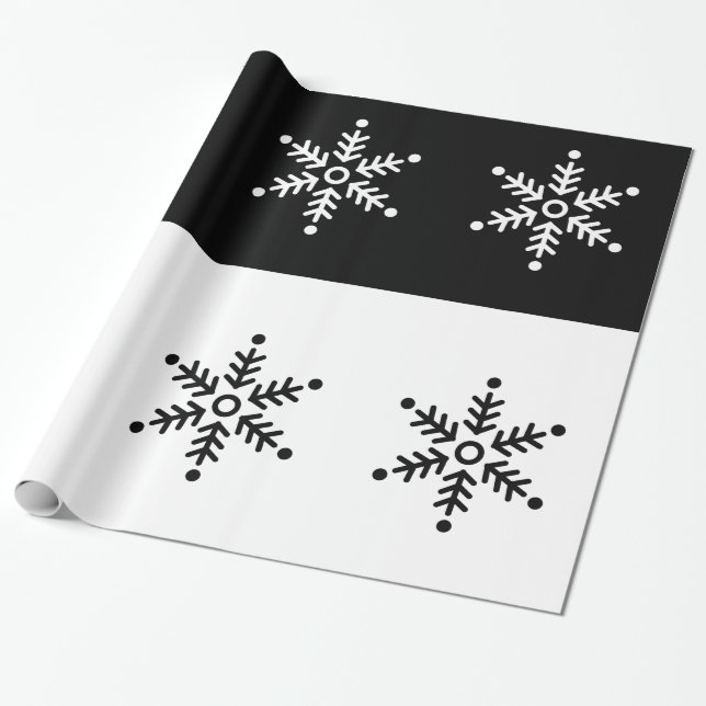 Papel De Regalo Cartón de cartón - Snowflake - Negro / Blanco (Desenrollado)
