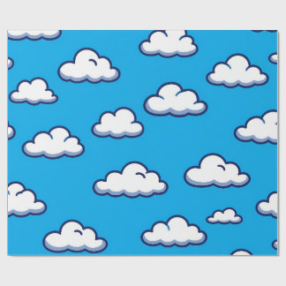 Papel De Regalo Cartoon Cloud Pattern – Seamless Sky Design