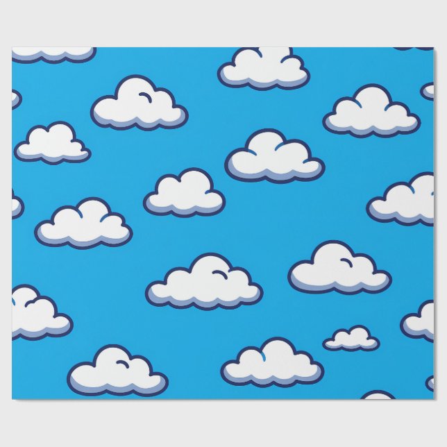 Papel De Regalo Cartoon Cloud Pattern – Seamless Sky Design (Superficie plana)