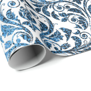 Papel De Regalo Casa de campo gris real de la Marina Azul de Damas