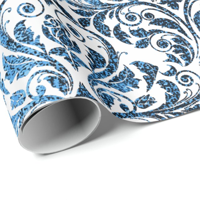 Papel De Regalo Casa de campo gris real de la Marina Azul de Damas (Esquina del rollo)