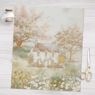 Papel De Regalo Casa de época en la pradera verde del arte de Cott