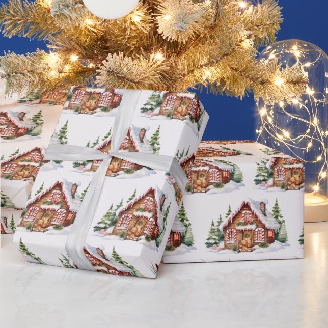 Papel De Regalo Casa de Gingerbread para Navidades Cuidados (Vacaciones)