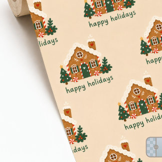 Papel De Regalo Casa de pan de jengibre caprichosa Felices Fiestas