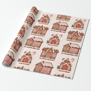 Papel De Regalo Casa de Pan de Jengibre Navidad Moderna Feliz Navi