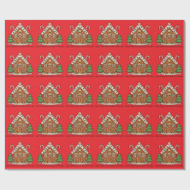 Papel De Regalo Casa de Pan de Jengibre Navideña