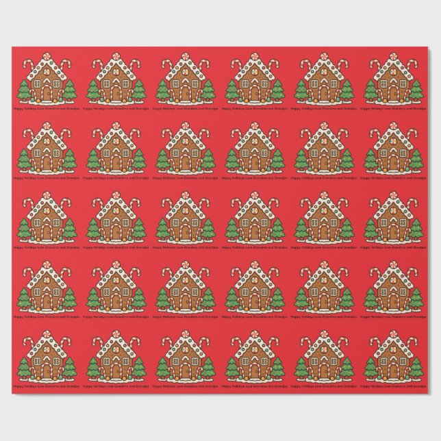 Papel De Regalo Casa de Pan de Jengibre Navideña (Superficie plana)