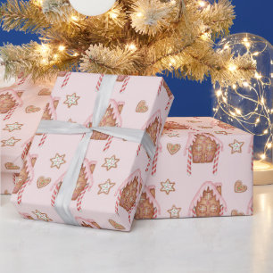 Papel De Regalo Casa de pan de jengibre y galleta de Navidad