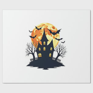 Papel De Regalo Casa Embrujada con Murciélagos � Camiseta Té de Ha