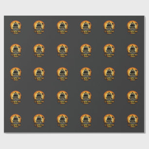 Papel De Regalo Casa Embrujada de Bruja Calabazas de Luna Llena
