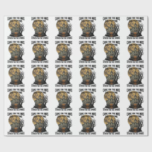 Papel De Regalo Casa Embrujada Halloween Grabado Antiguo Spooky T