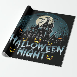 Papel De Regalo Casa embrujada, noche de Halloween de miedo