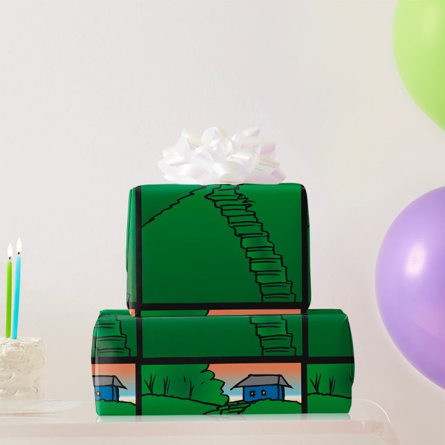 Papel De Regalo Casa En Una Colina Verde (Subido por el creador)