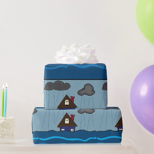 Papel De Regalo Casa inundada Nubes Oscuras